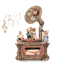 LOVE FOR YOU Gift Wrapped Music Box Vintage Mouse Record Player Musical Turntable Decorations for Women Friends Female Kid Girls Daughter Mom Grandmother Anniversary Birthday Lullaby