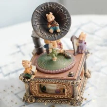 LOVE FOR YOU Gift Wrapped Music Box Vintage Mouse Record Player Musical Turntable Decorations for Women Friends Female Kid Girls Daughter Mom Grandmother Anniversary Birthday Lullaby