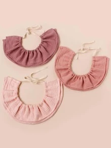 6入組嬰兒素色雙層可調節織物圍兜適用於日常使用 - 粉色 - 查看 4