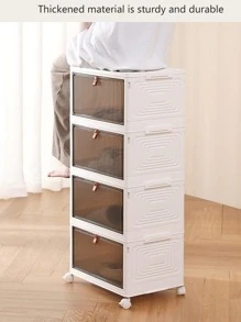 1pc Plain Household Foldable Storage Box - Beige - View 3