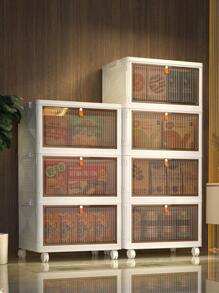 1pc Plain Household Foldable Storage Box - Beige - View 10