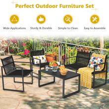 Costway 4PCS Patio Furniture Conversation Set Sofa Loveseat Armrest Garden Deck - màu đen - Xem 5