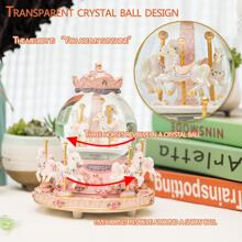 LOVE FOR YOU Gift Wrapped Music Box Carousel Horses Color Changing Lights Unicorn Snow Globe For Women Friends Female Kids Baby Girls Sister Niece Granddaughter Daughter Mom Birthday