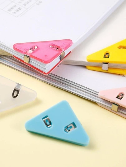 5pcs Random Color Triangle File Clip Back To School, School Supplies