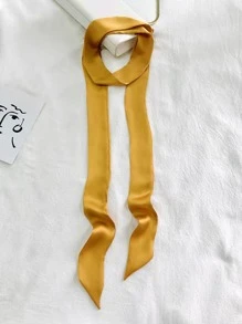 1 件女士长款黄色纯丝围巾，带流苏，适合日常佩戴 - 薑色 - 查看 3