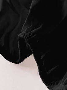 1pc Soft & Breathable Solid Color Brushed Fitted Sheet, Minimalist Modern Fitted Sheet Mattress Cover, Bedroom Bedspread, Pink Bedding Mattress Protector, White Linens, Twin Size Bedding Set, Queen Size Extra Large Bed Spread (Pillow And Pillow Case Not Included) - Black - View 5