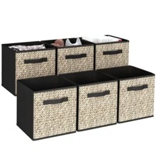 6 Pack Fabric Storage Cubes with Handle, Foldable 13x13 Inch Large Cube Storage Bins, Storage Baskets for Shelves, Storage Boxes for Organizing Closet Bins,Black - màu đen - Xem 2