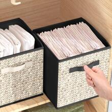 6 Pack Fabric Storage Cubes with Handle, Foldable 13x13 Inch Large Cube Storage Bins, Storage Baskets for Shelves, Storage Boxes for Organizing Closet Bins,Black - màu đen - Xem 5