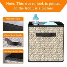 6 Pack Fabric Storage Cubes with Handle, Foldable 13x13 Inch Large Cube Storage Bins, Storage Baskets for Shelves, Storage Boxes for Organizing Closet Bins,Black - màu đen - Xem 3
