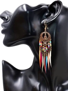 Bông tai lông vũ & hạt nhiều màu Bohemian Trang sức tai - Nhiều màu - Xem 2