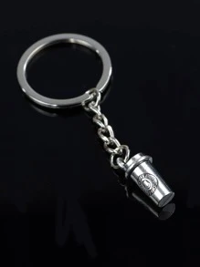 1pc Unisex Coffee Cup Decor Móc khóa thời trang để làm quà tặng - Màu Bạc Cổ - Xem 2