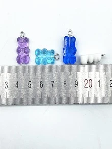 10 cái/bộ Màu Sắc Khác Nhau Polyresin Hình Gấu Bông Quyến Rũ Cho Vòng Cổ, Vòng Tay, Bông Tai DIY Làm - Màu Hồng Tươi - Xem 2