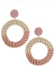 1對時尚粉色藤蔓和彩色圓圈設計女式耳環珠寶禮物時尚朋克流行時尚外觀