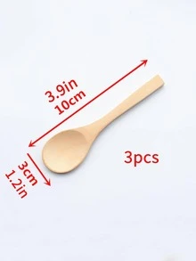 Bộ Muỗng Gỗ 3 Món, Muỗng Mini Di Động Hộ Gia Đình Apricot - Màu be - Xem 6