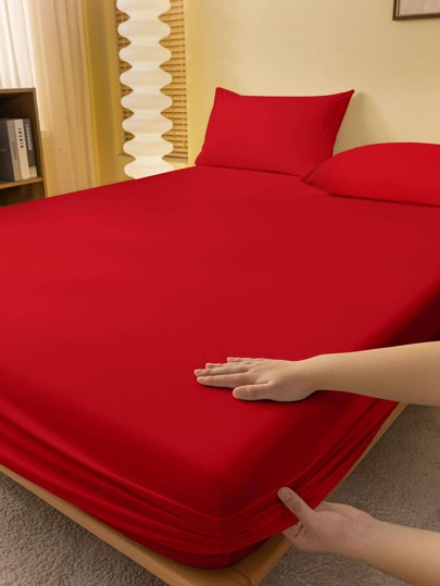 1 pezzo di lenzuolo aderente di colore uniforme, amichevole per la pelle e traspirante, coprimaterasso, copripiumino per camera da letto, biancheria da letto rosa, bianca, nera per letto singolo, copripiumino oversize multicolore (esclusi cuscino e federa)