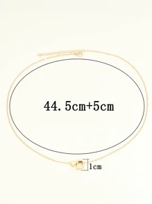 1入組女士愛心鍍金項鍊附字母吊墜 (a~z)，附祝福卡與鎖骨鏈