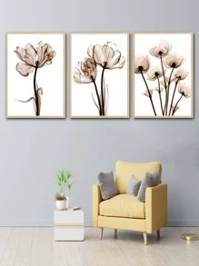 Set Of 3 Abstract Plant Transparent Leaf Polyester Fiber Modern Minimalist Style Frameless Paintings - Multicolor - View 5