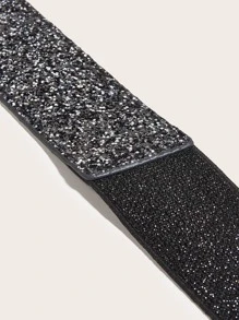 1 pieza Cinturón casual elástico con decoración de lentejuelas para mujer, para decorar vestidos, estilo bohemio, para el Día de San Valentín, verano, escuela