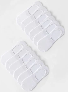 10pairs Women Solid Casual Invisible Socks For Daily Life - White - View 2