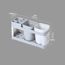 1入組塑膠牙刷收納架和2入組浴室漱口杯 - 淺灰色 - 查看 6