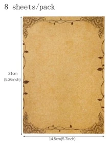 8 piezas Mensaje de papel con patrón de flor - Bronce - Ver 4