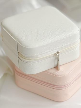 1 件 PU 珠宝盒，现代纯色多格珠宝收纳盒，适合居家和旅行，适合返校礼物