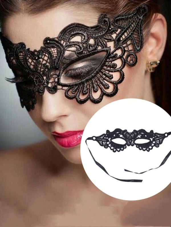 1pc Black Lace Eye Mask Gothic Costume Mask Animal Half Mask Cosplay