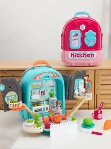 86 piezas Niños cocina Mochila Set juguete - Azul - Ver 2