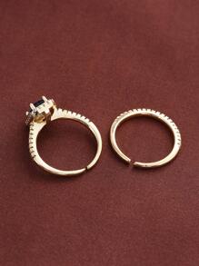 2 chiếc nhẫn Cubic Zirconia mạ vàng khảm siêu nhỏ, Quà tặng trang sức cho đám cưới, đính hôn, cầu hôn - Màu xanh lam - Xem 4