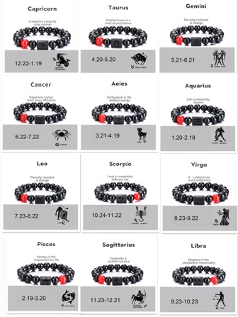 1入組時尚石頭星座裝飾串珠手鏈適合男士日常裝飾