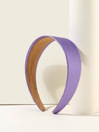 1条纯紫色宽檐发箍，适合日常佩戴和海滩度假，宽度4厘米，发箍，发圈，化妆发箍，发饰