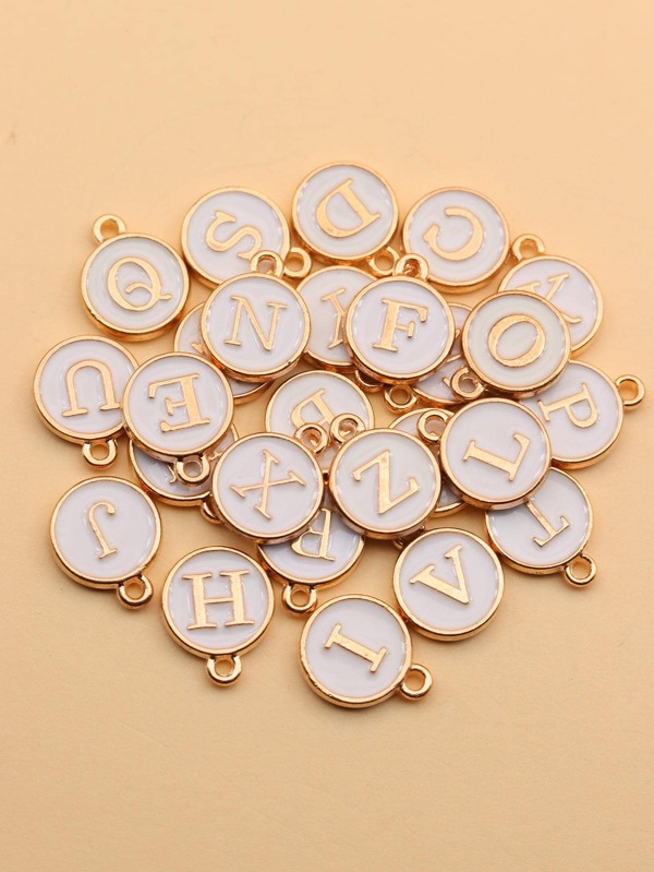 26 peças/conjunto Pingente faça você mesmo moda liga de zinco detalhe de letras redondo para mulheres para fazer joias diy