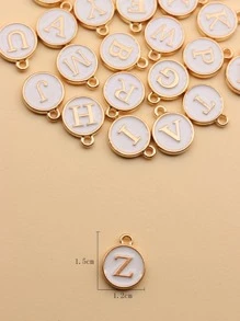 26pcs/set Fashion Zinc Alloy Letter Detail Round DIY Pendant For Women For DIY Jewelry Making