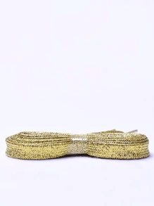 1雙編織細節金色魅力四射鞋帶適用於鞋 - 金色 - 查看 2