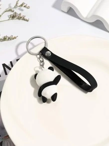 Cute 1pc Black Heart Shaped Waving Bear Design Pvc Keychain Valentine's Day Valentines Gift Souvenir School