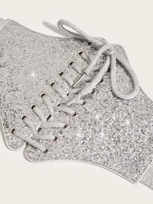 1 chiếc Corset thắt lưng co giãn trang trí tiệc tùng thanh lịch dành cho nữ, thích hợp cho lễ Halloween - Bạc - Xem 4