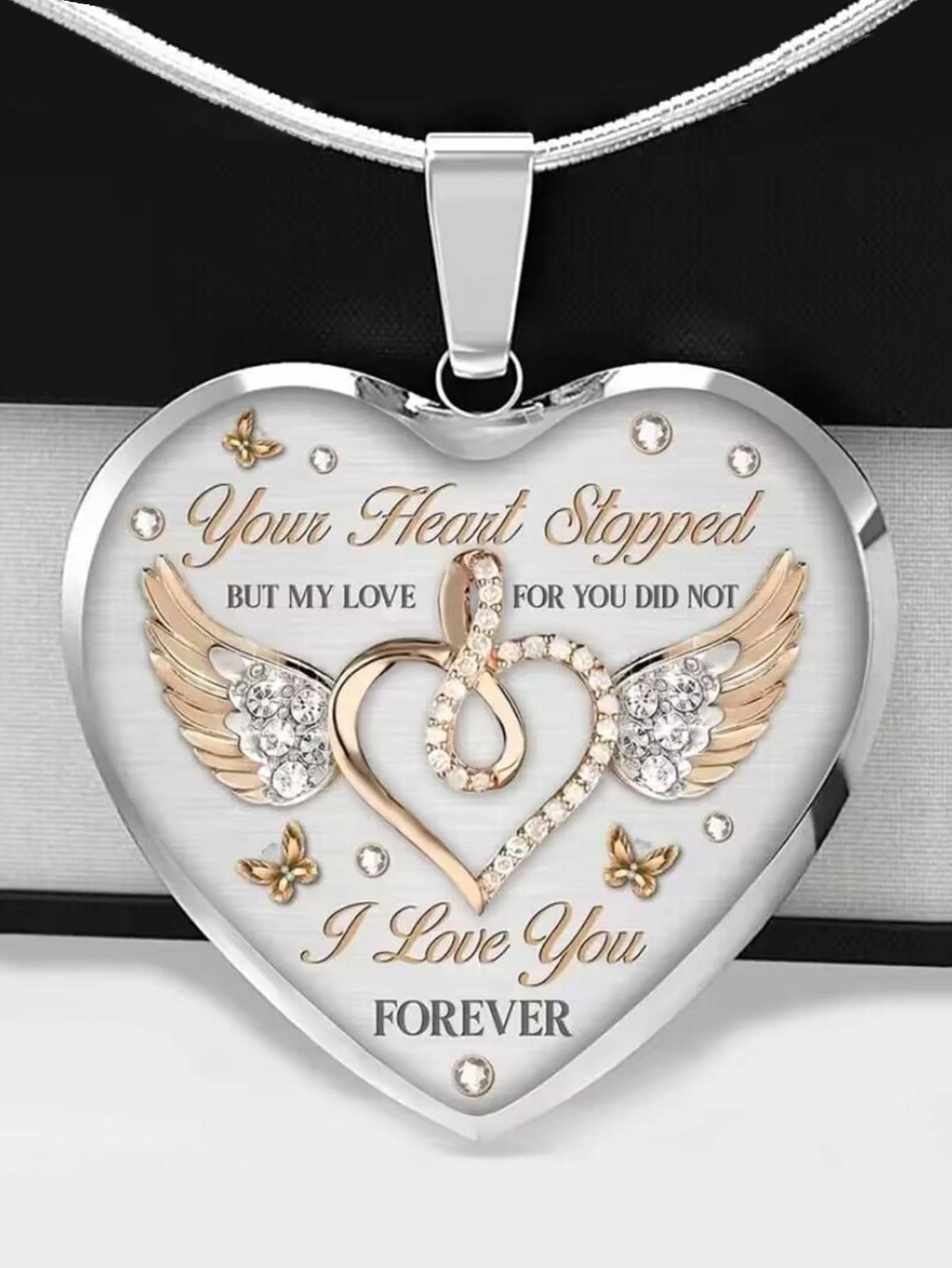 1 pieza Collar moda cobre colgante de corazón para mujeres para decoración diaria - Plateado - Ver 1