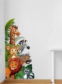 2 piezas Pegatinas de pared con patrón de animales de dibujos animados, pegatinas, vinilos decorativos para decoración del hogar, artículos decorativos para la primavera que refrescan su hogar, pegatinas decorativas para ramas