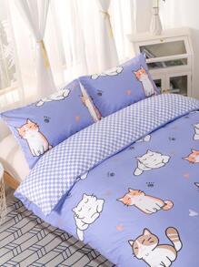 卡通貓樣式被套套裝內芯 - 彩色 - 查看 5