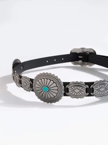 1pc Women's Western Style Oversized Accessory, Chic Personalized Boho Waist Belt - Black - View 4