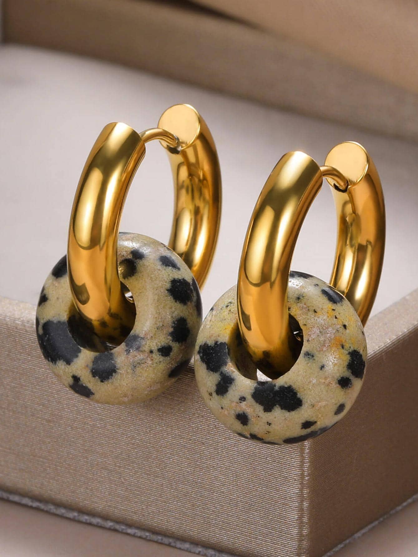 1pairFashionableStainlessSteelCircleDropEarringsForWomenForDailyDecoration