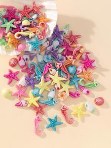 1pack Random Creative Starfish & Seahorse Design DIY Bead For Women For DIY Jewelry Making - Multicolor - View 2