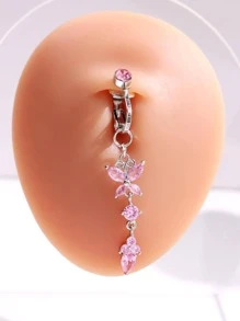 1入組時尚水鑽蝴蝶裝飾臍釘適合女士日常裝飾銅首飾類