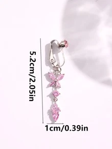 1入組時尚水鑽蝴蝶裝飾臍釘適合女士日常裝飾銅首飾類