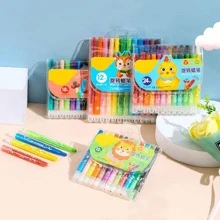18入組可扭曲蠟筆兒童手部清潔,安全刷具,學生色彩油畫棒繪畫套裝,幼兒園 - 彩色 - 查看 3