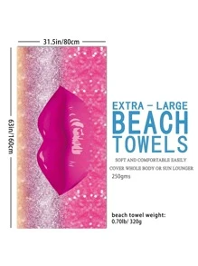 1 pieza Toalla de playa de viaje con patrón de labio playa gracioso microfibra para exterior - Multicolor - Ver 6