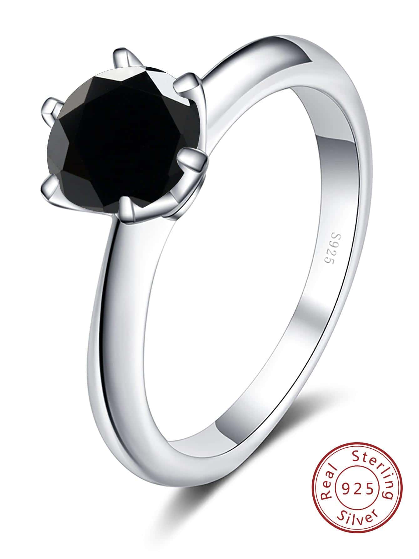 Nhẫn Bạc Trang Trí Moissanite Tinh Tế Được Tạo Ra Trong Phòng Thí Nghiệm Cho Phụ Nữ Để Trang Trí Hàng Ngày - màu đen - Xem 1