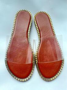 Fashion Sandals For Women, Clear Single Band Slide Sandals