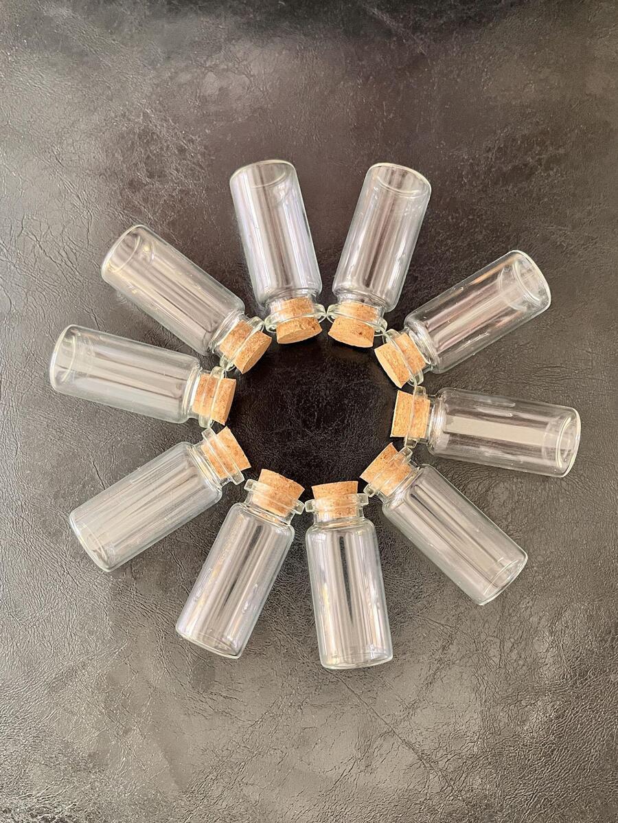 10pcs Mini Glass Jars With Cork Lids - Clear - View 1