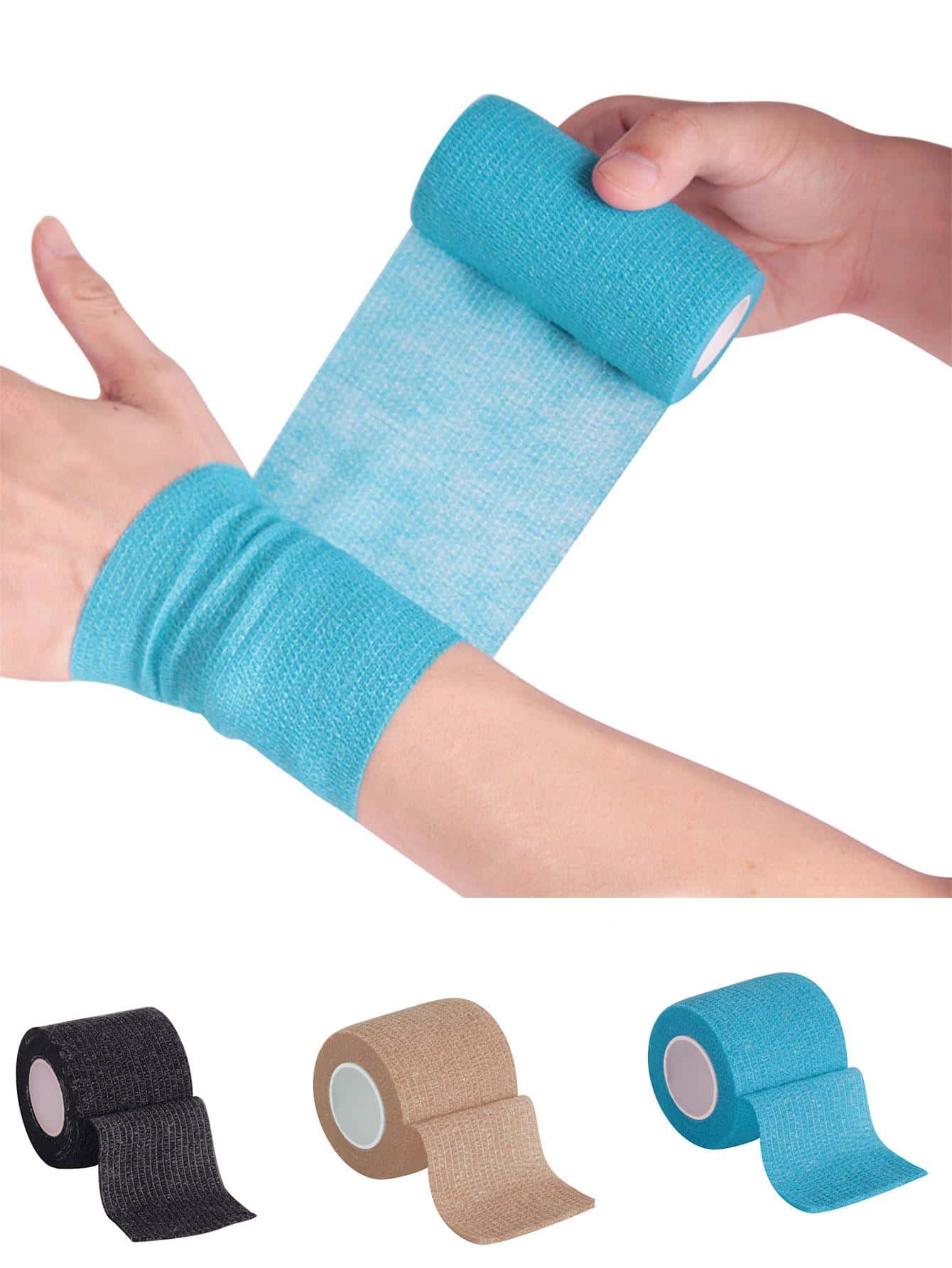 Self-Adhesive & Elastic & Colorful Compression Knee Wrap Bandage For Sports Protection Gym Accessories Sales Sports Tape - Black - View 1